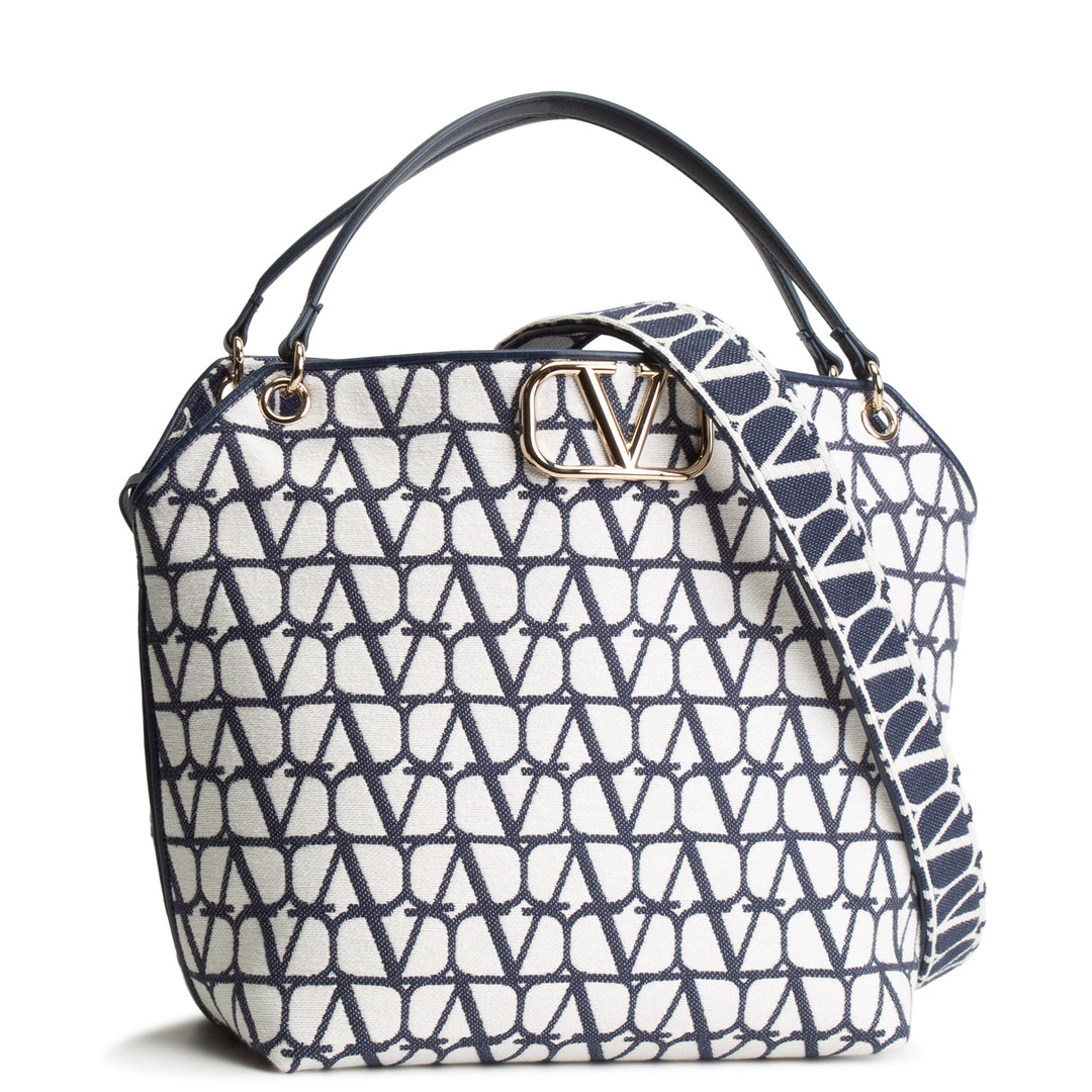 VALENTINO V Logo Iconographe All In Shopping Tote - Navy