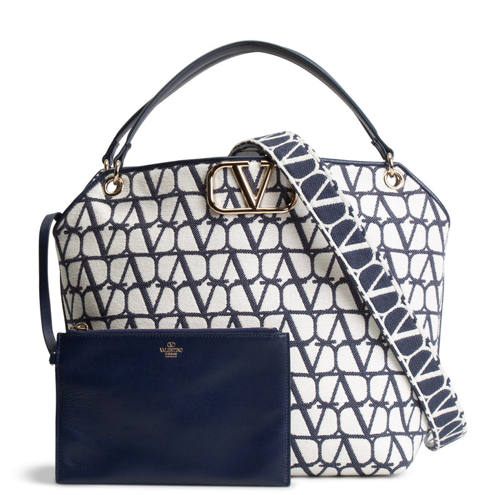 VALENTINO V Logo Iconographe All In Shopping Tote - Navy