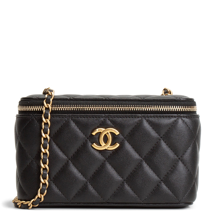 CHANEL Long Vanity w/ Heart Locket Chain - Black