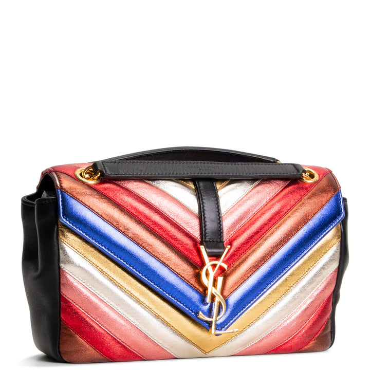 SAINT LAURENT Matelasse Monogram Metallic Rainbow Bag - Medium