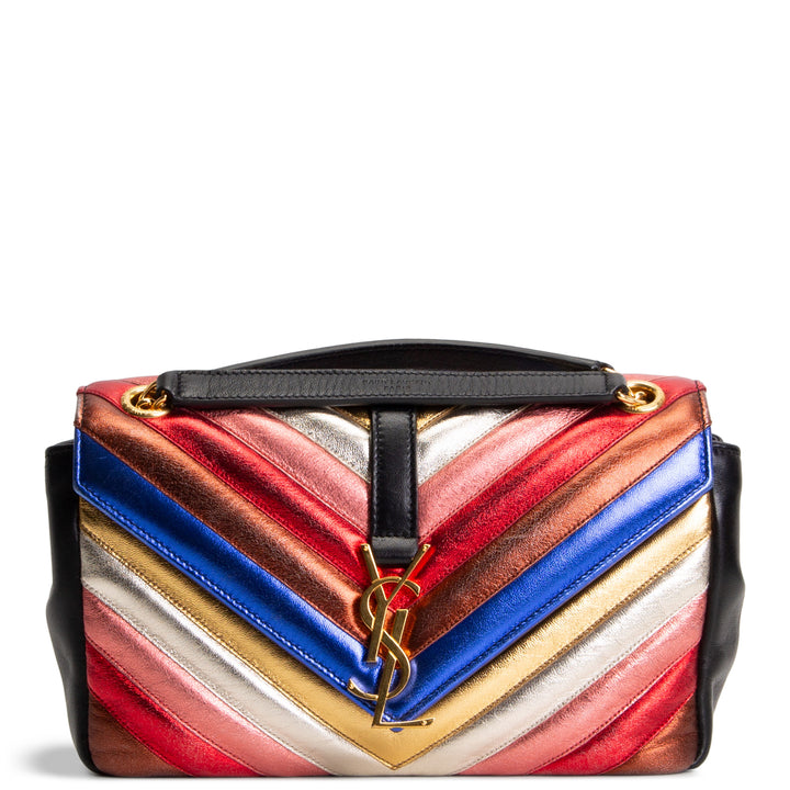 SAINT LAURENT Matelasse Monogram Metallic Rainbow Bag - Medium