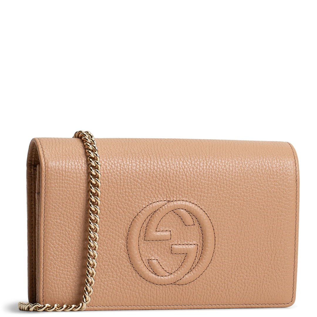 GUCCI Interlocking G Soho Chain Bag - Nude