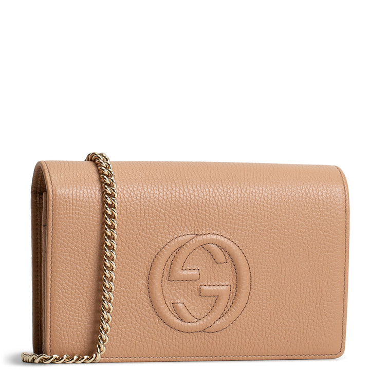 GUCCI Interlocking G Soho Chain Bag - Nude