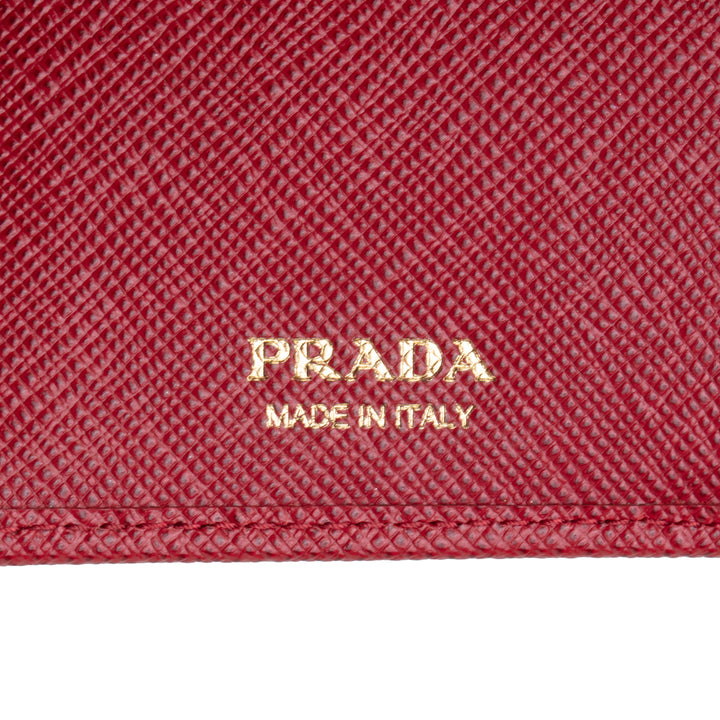 PRADA Saffiano Leather Compact Wallet - Red