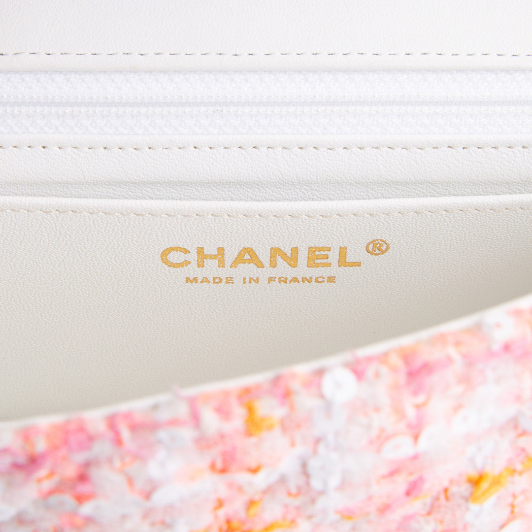 CHANEL Braided Tweed Mini Single Flap - Pink Multicolor
