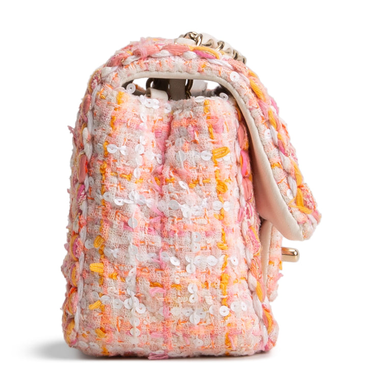 CHANEL Braided Tweed Mini Single Flap - Pink Multicolor