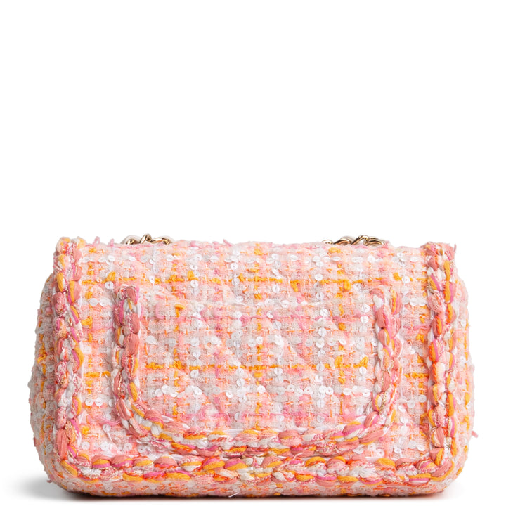 CHANEL Braided Tweed Mini Single Flap - Pink Multicolor