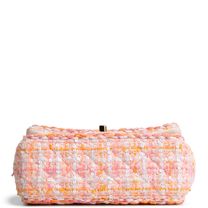 CHANEL Braided Tweed Mini Single Flap - Pink Multicolor