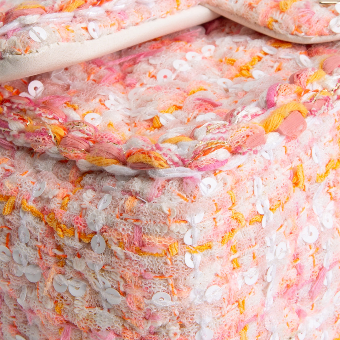 CHANEL Braided Tweed Mini Single Flap - Pink Multicolor
