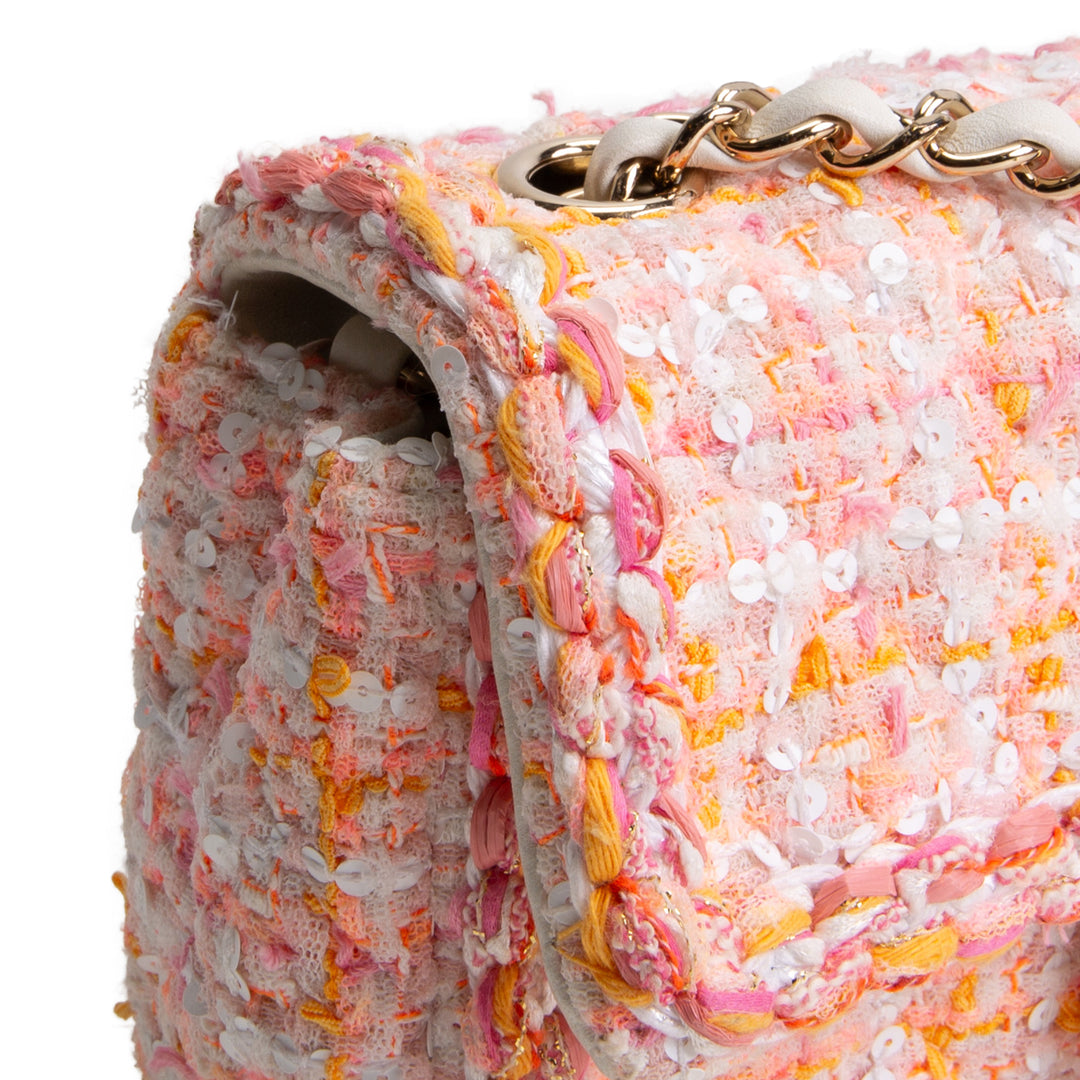 CHANEL Braided Tweed Mini Single Flap - Pink Multicolor