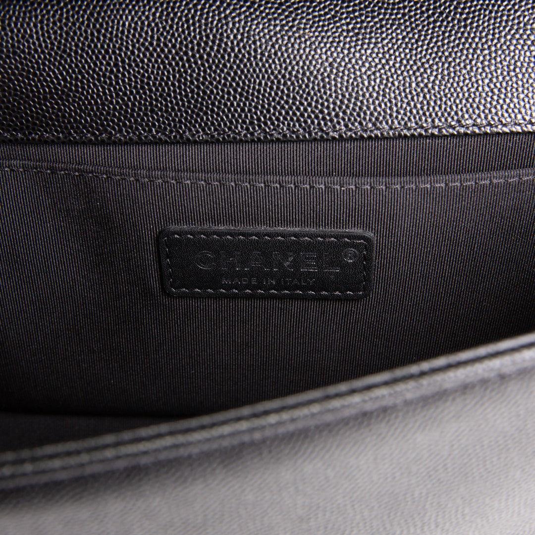 CHANEL Quilted Caviar Medium Boy Bag - Black