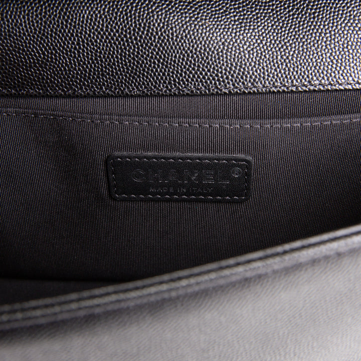 CHANEL Quilted Caviar Medium Boy Bag - Black