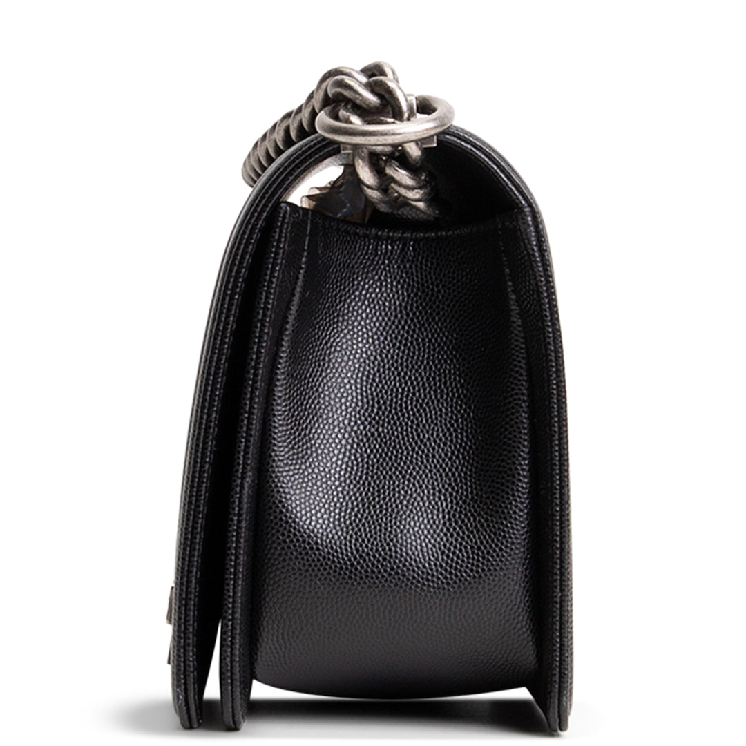 CHANEL Quilted Caviar Medium Boy Bag - Black