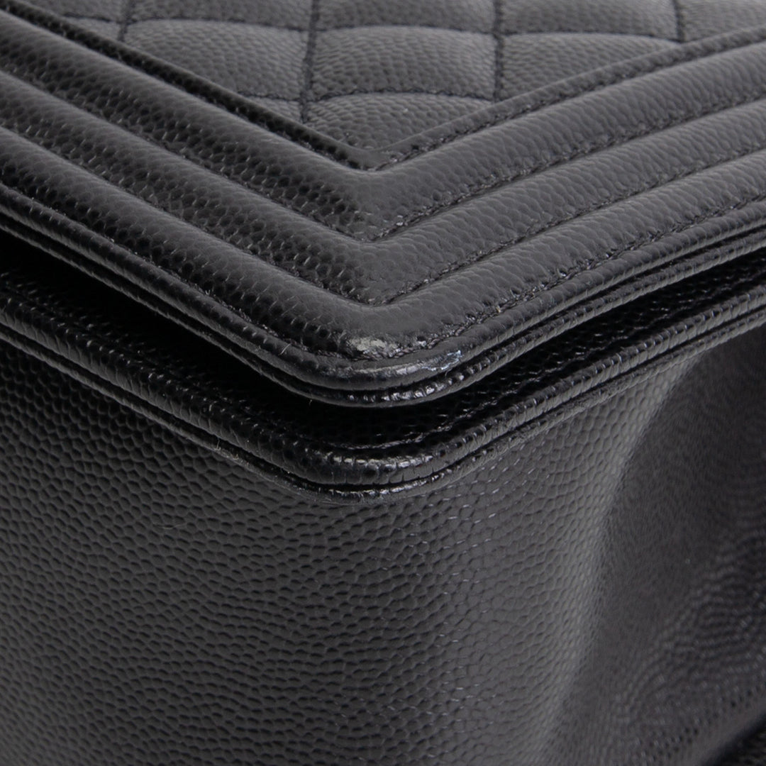 CHANEL Quilted Caviar Medium Boy Bag - Black