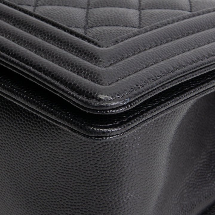 CHANEL Quilted Caviar Medium Boy Bag - Black