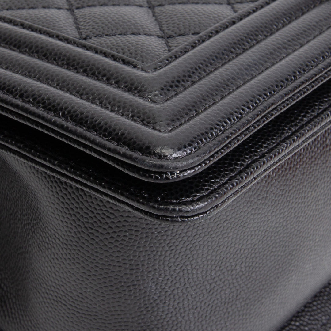 CHANEL Quilted Caviar Medium Boy Bag - Black