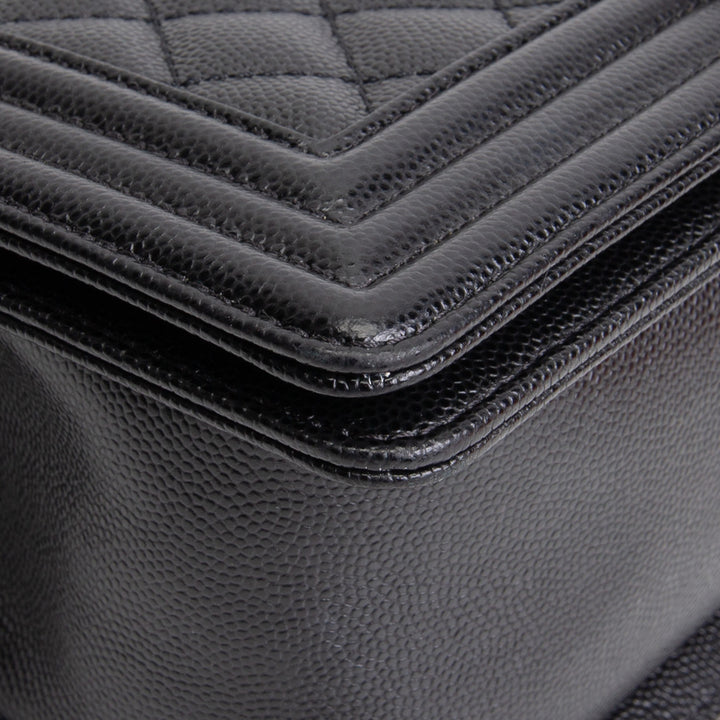 CHANEL Quilted Caviar Medium Boy Bag - Black
