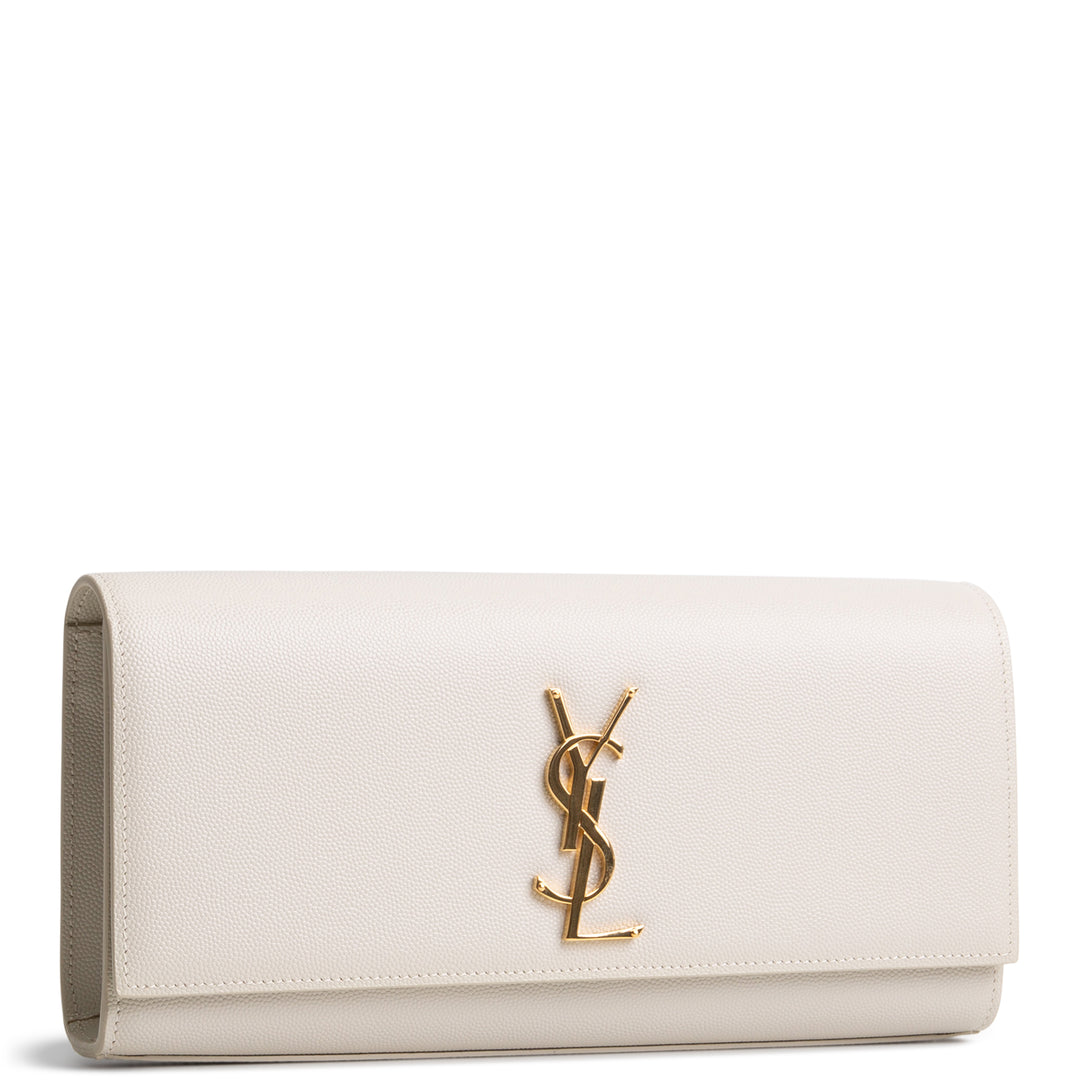 SAINT LAURENT Grain de Poudre Kate Clutch - Bone