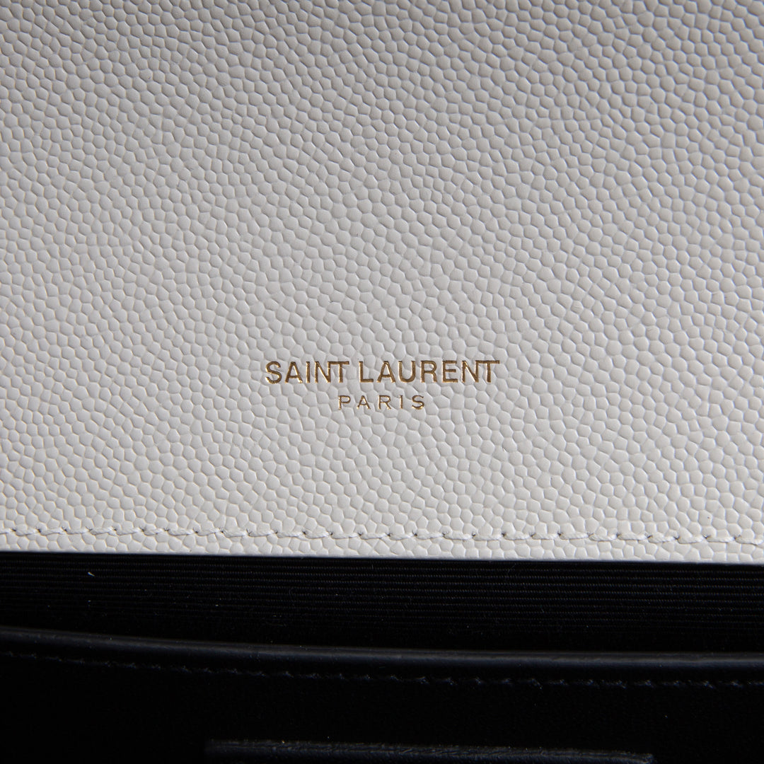 SAINT LAURENT Grain de Poudre Kate Clutch - Bone