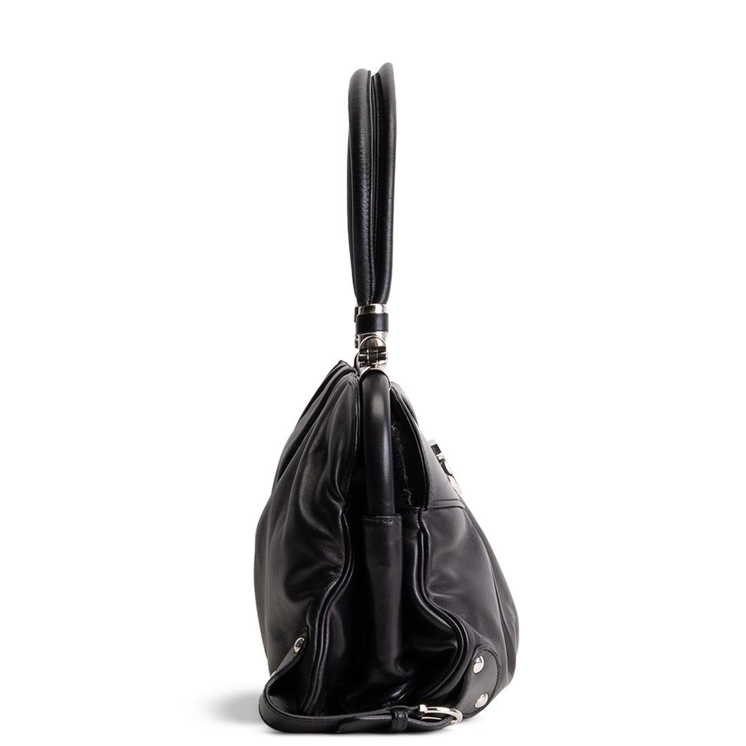 SALVATORE FERRAGAMO XL Leather Shoulder Bag - Black