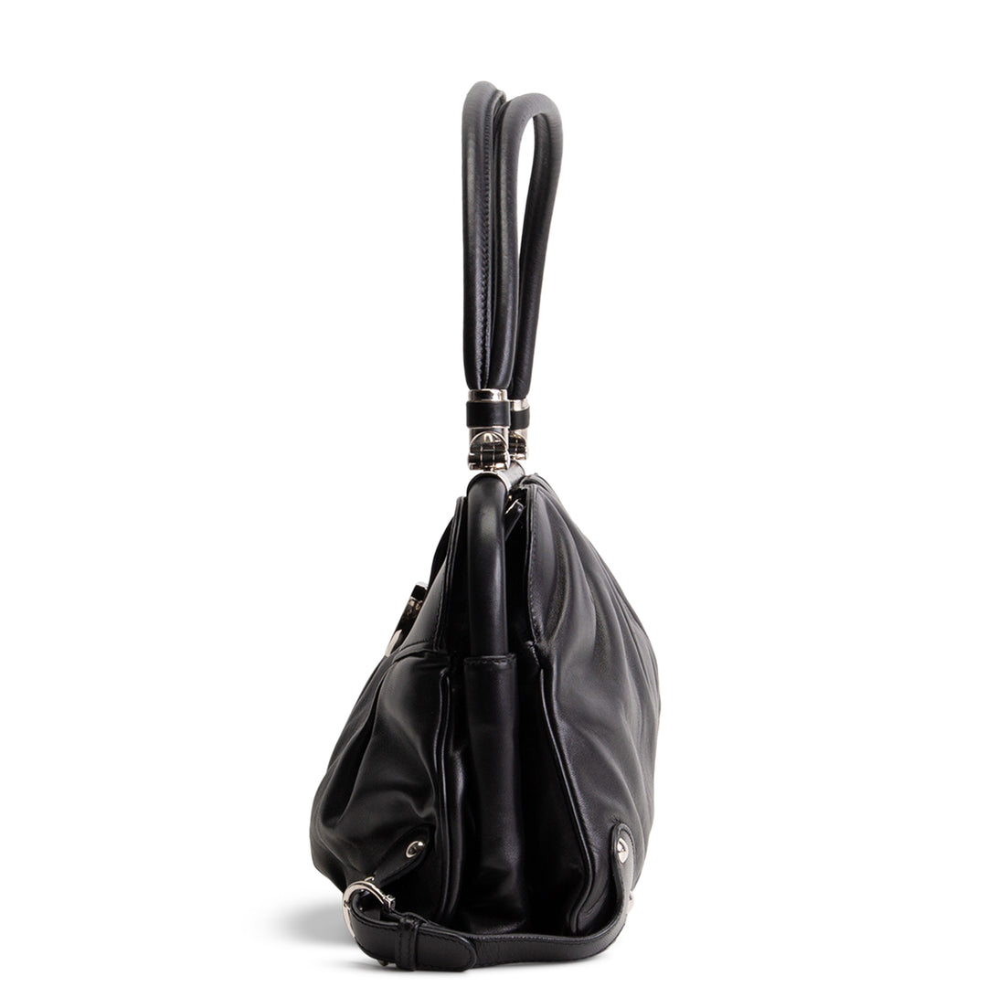 SALVATORE FERRAGAMO XL Leather Shoulder Bag - Black