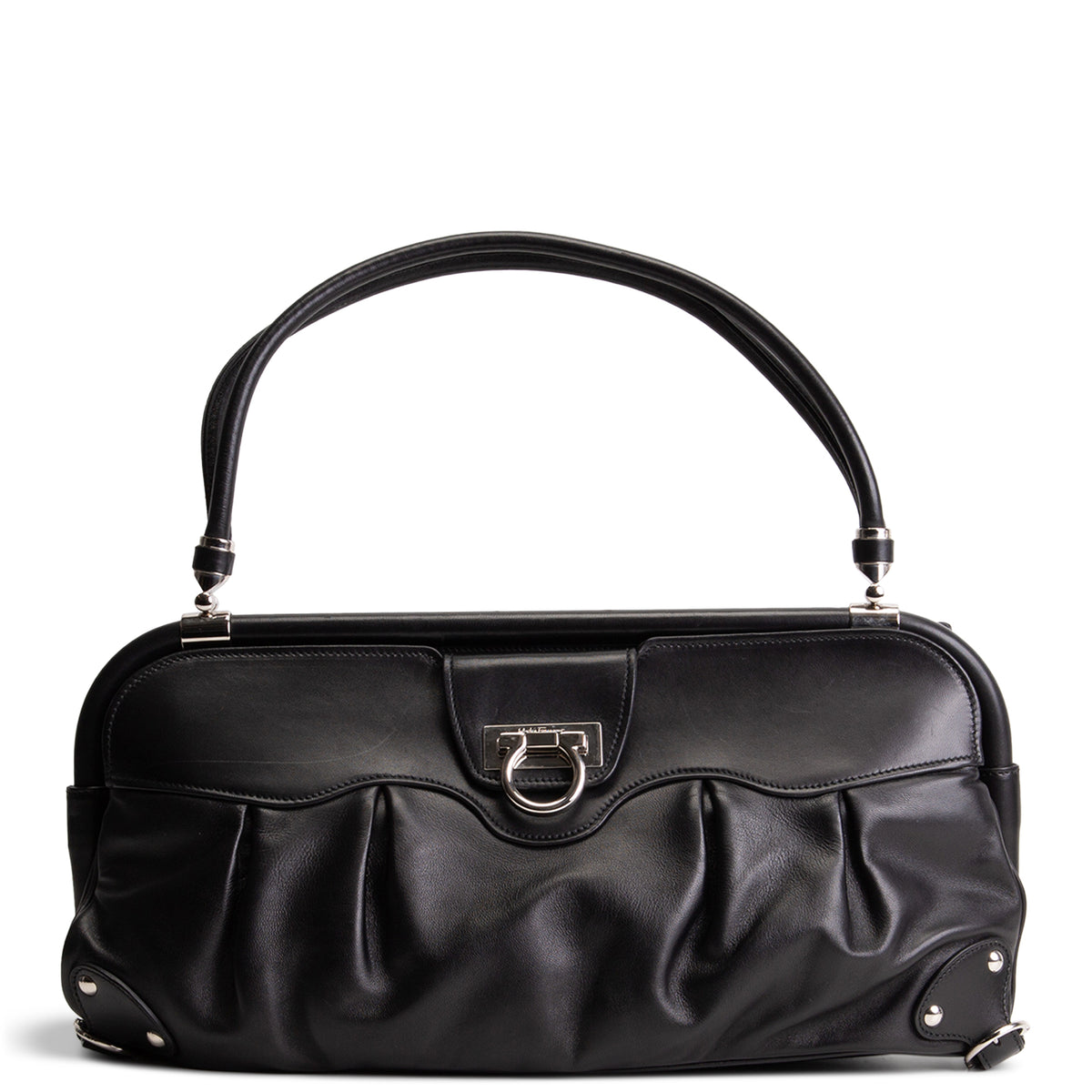 SALVATORE FERRAGAMO XL Leather Shoulder Bag - Black