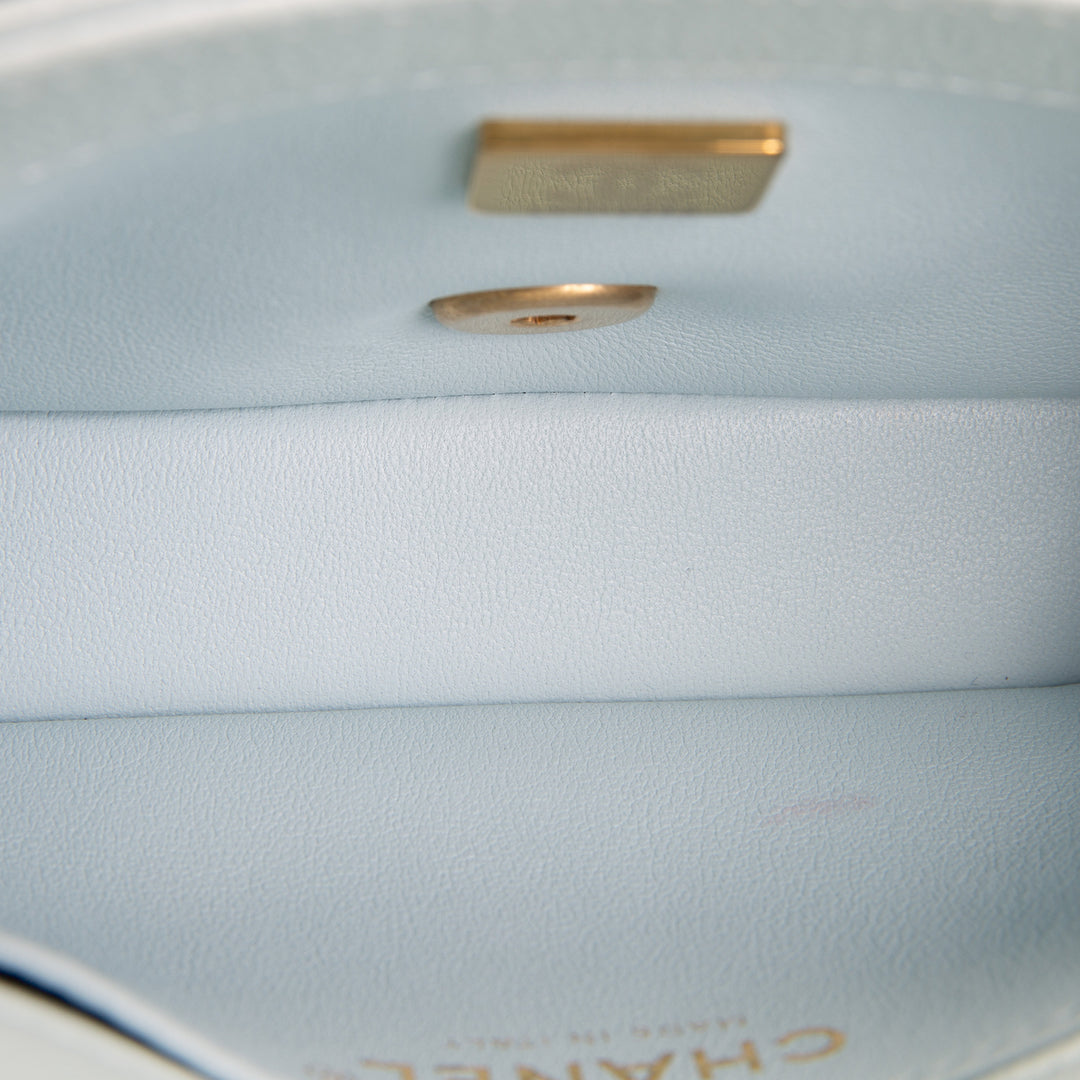 CHANEL Caviar Mini Sweetheart Crush Flap Bag - Light Blue