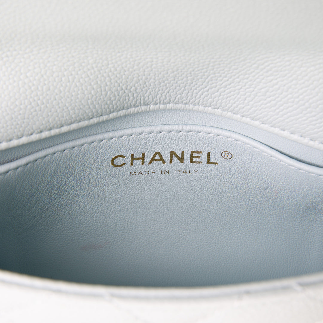 CHANEL Caviar Mini Sweetheart Crush Flap Bag - Light Blue