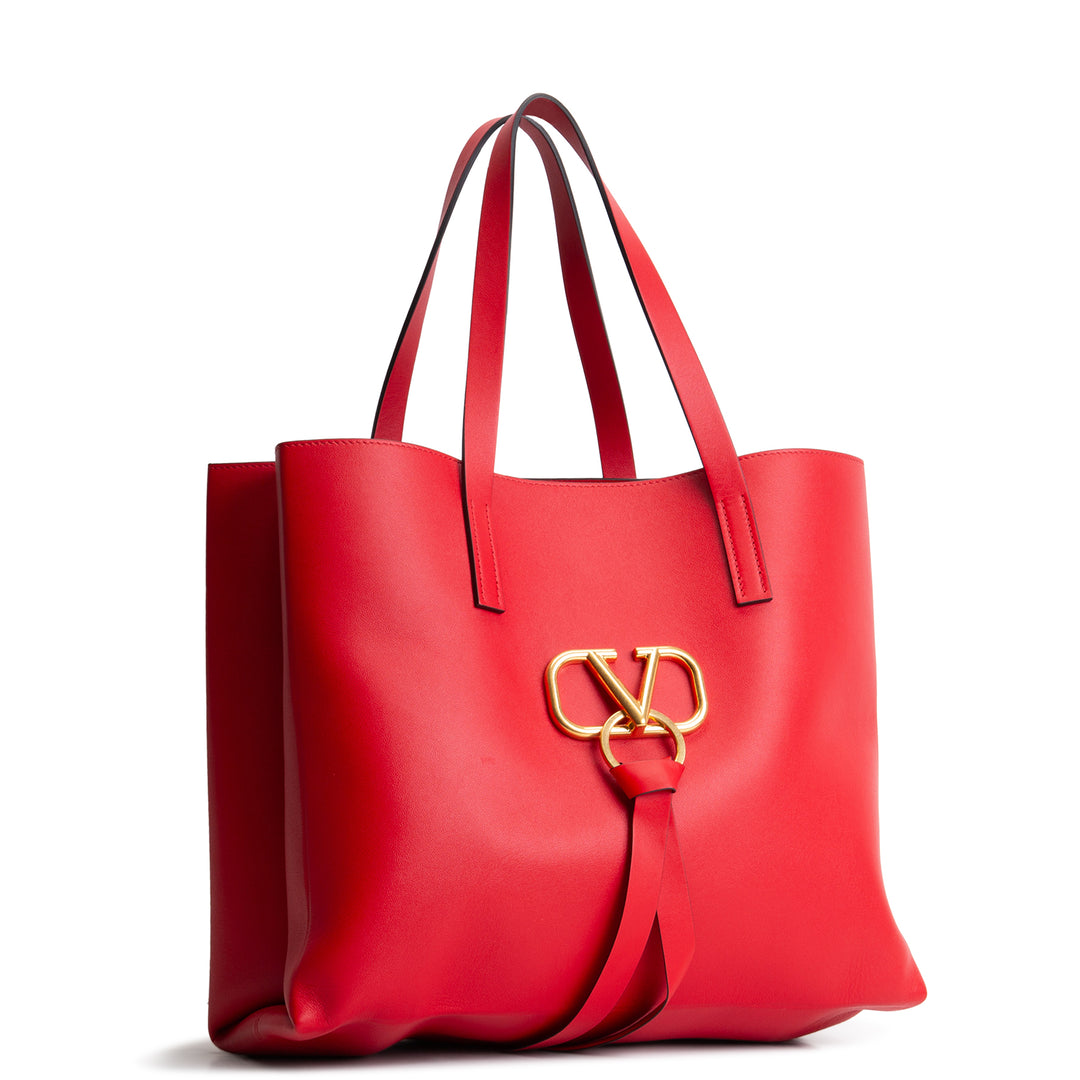 VALENTINO V-Logo Leather Tote