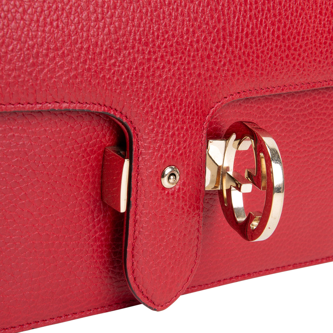 GUCCI Leather Interlocking G Dollar Bag - Red OUTLET FINAL SALE