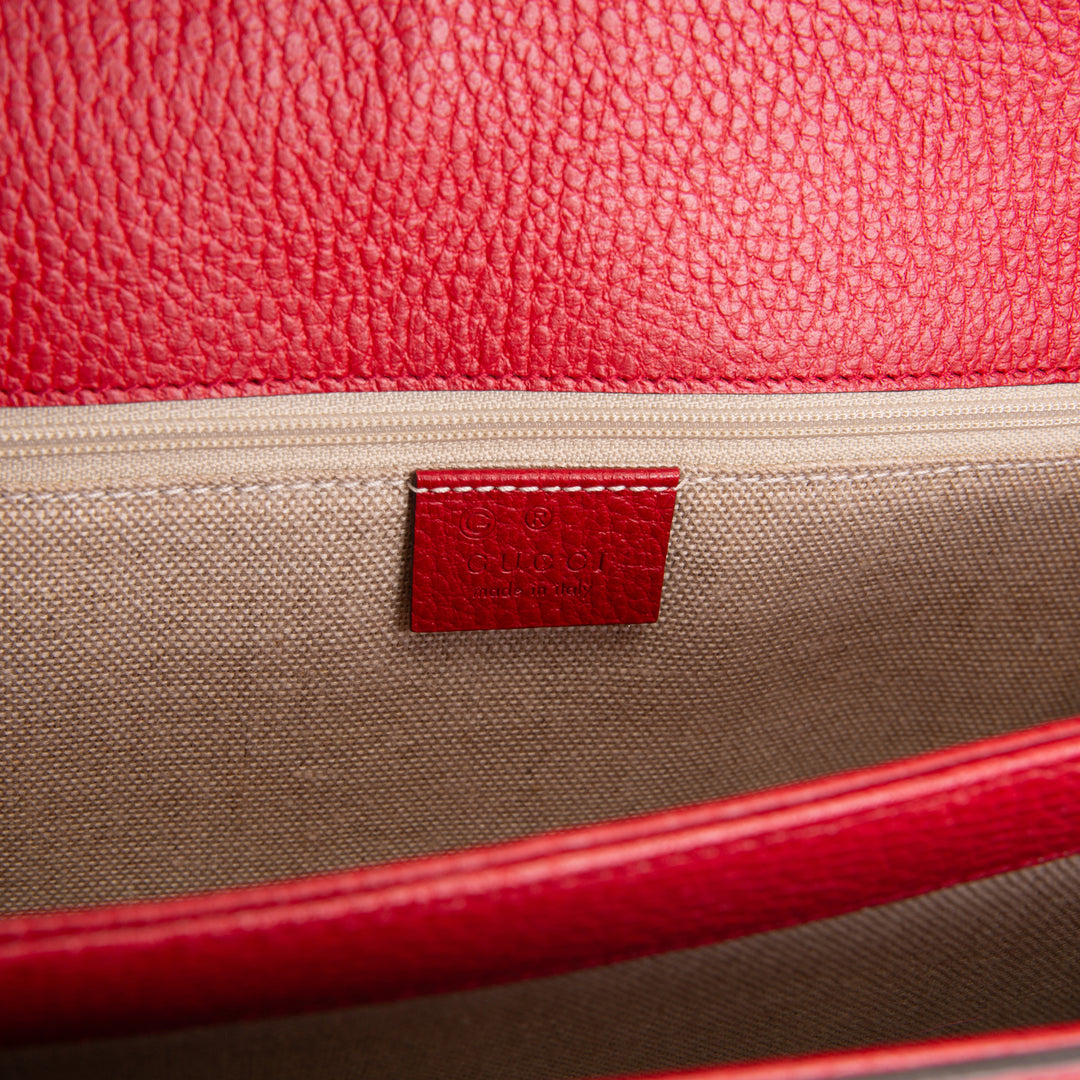 GUCCI Leather Interlocking G Dollar Bag - Red OUTLET FINAL SALE