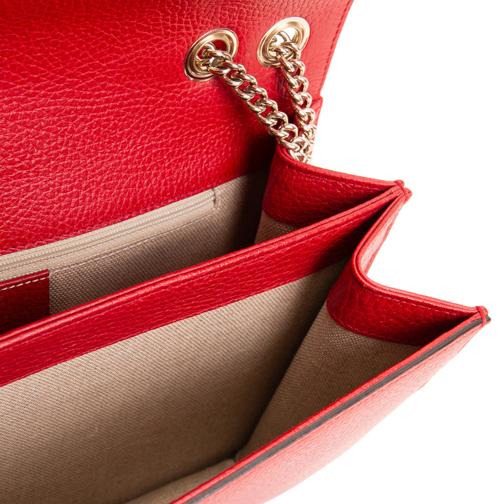 GUCCI Leather Interlocking G Dollar Bag - Red OUTLET FINAL SALE