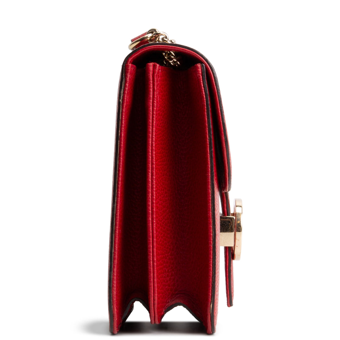 GUCCI Leather Interlocking G Dollar Bag - Red OUTLET FINAL SALE