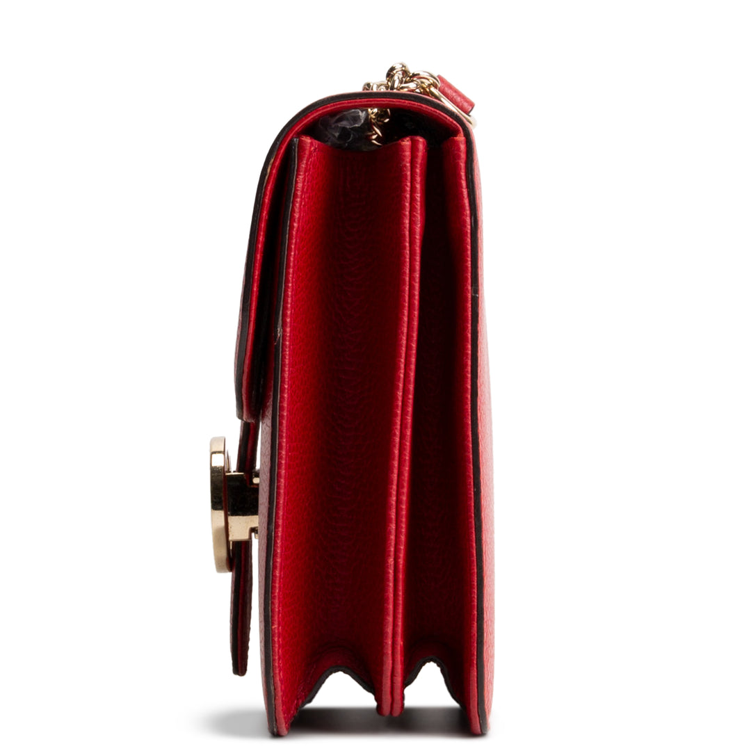 GUCCI Leather Interlocking G Dollar Bag - Red OUTLET FINAL SALE