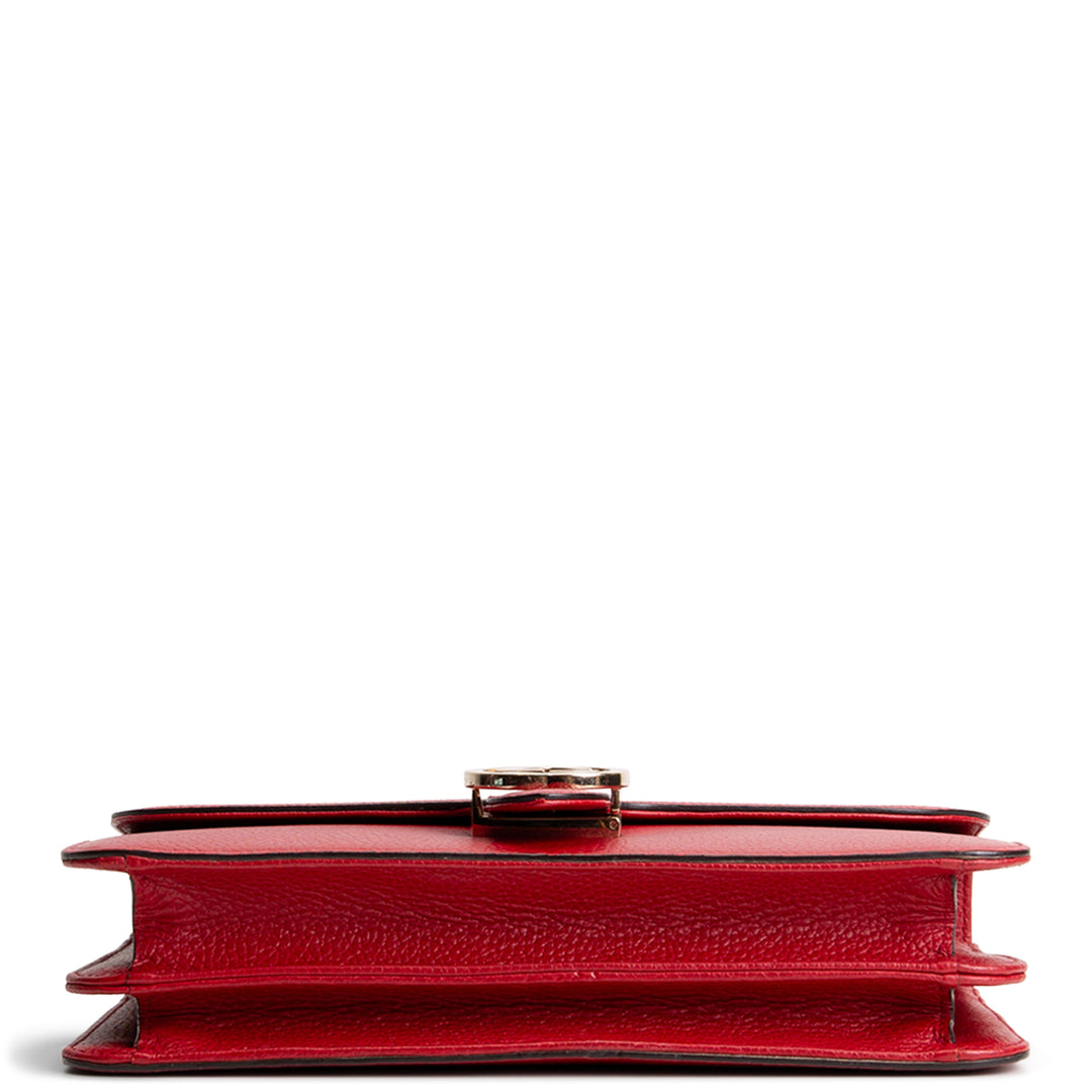 GUCCI Leather Interlocking G Dollar Bag - Red OUTLET FINAL SALE