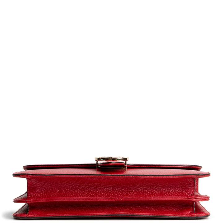 GUCCI Leather Interlocking G Dollar Bag - Red OUTLET FINAL SALE