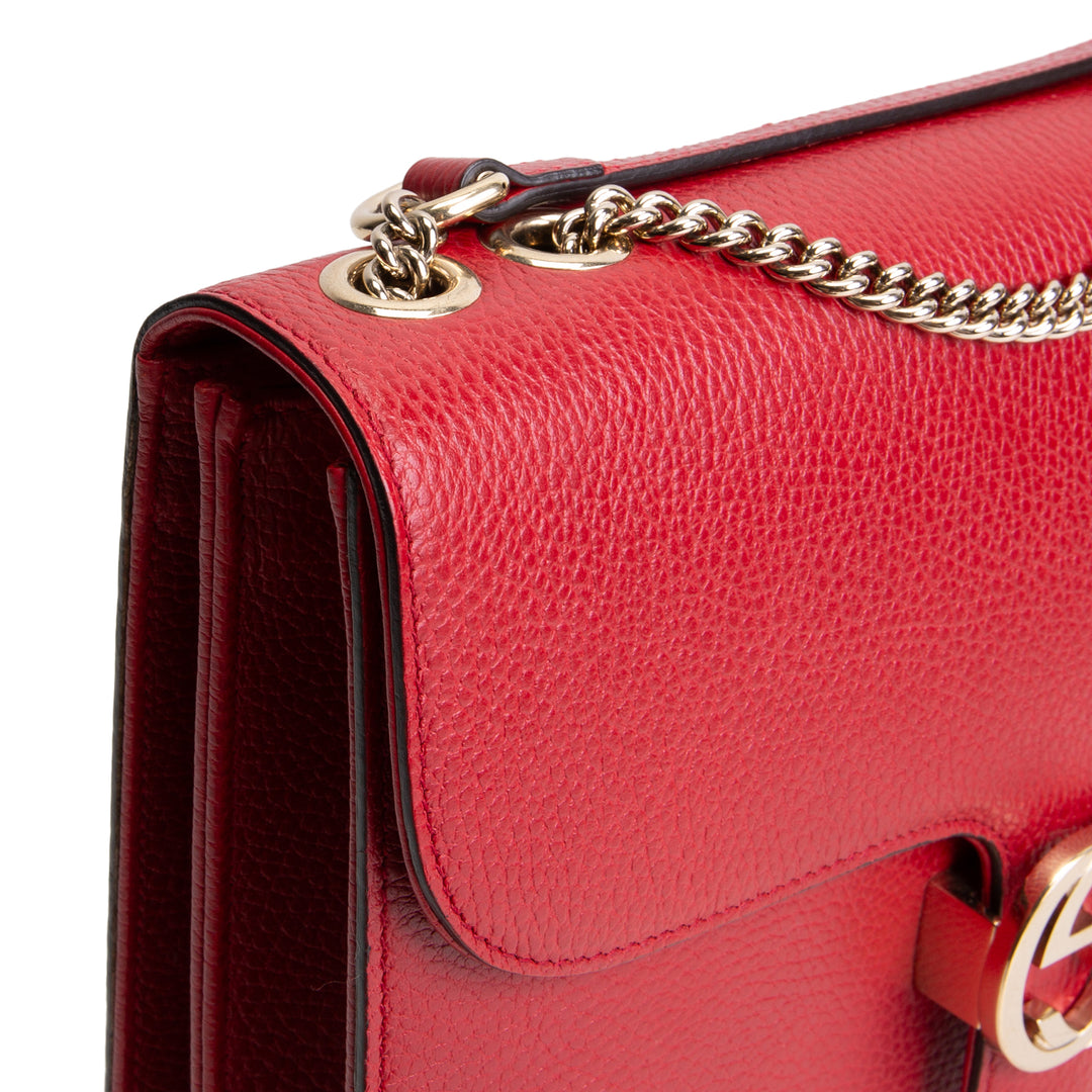 GUCCI Leather Interlocking G Dollar Bag - Red OUTLET FINAL SALE
