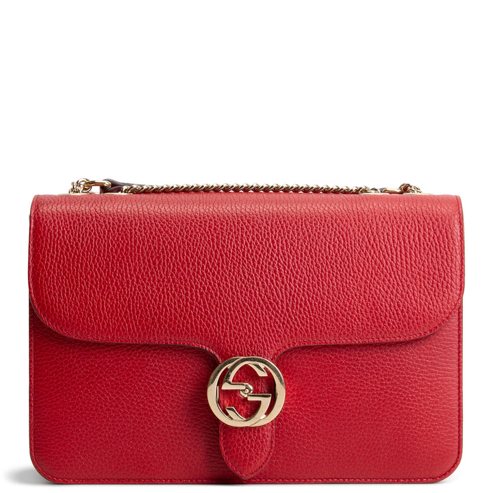 GUCCI Leather Interlocking G Dollar Bag - Red OUTLET FINAL SALE