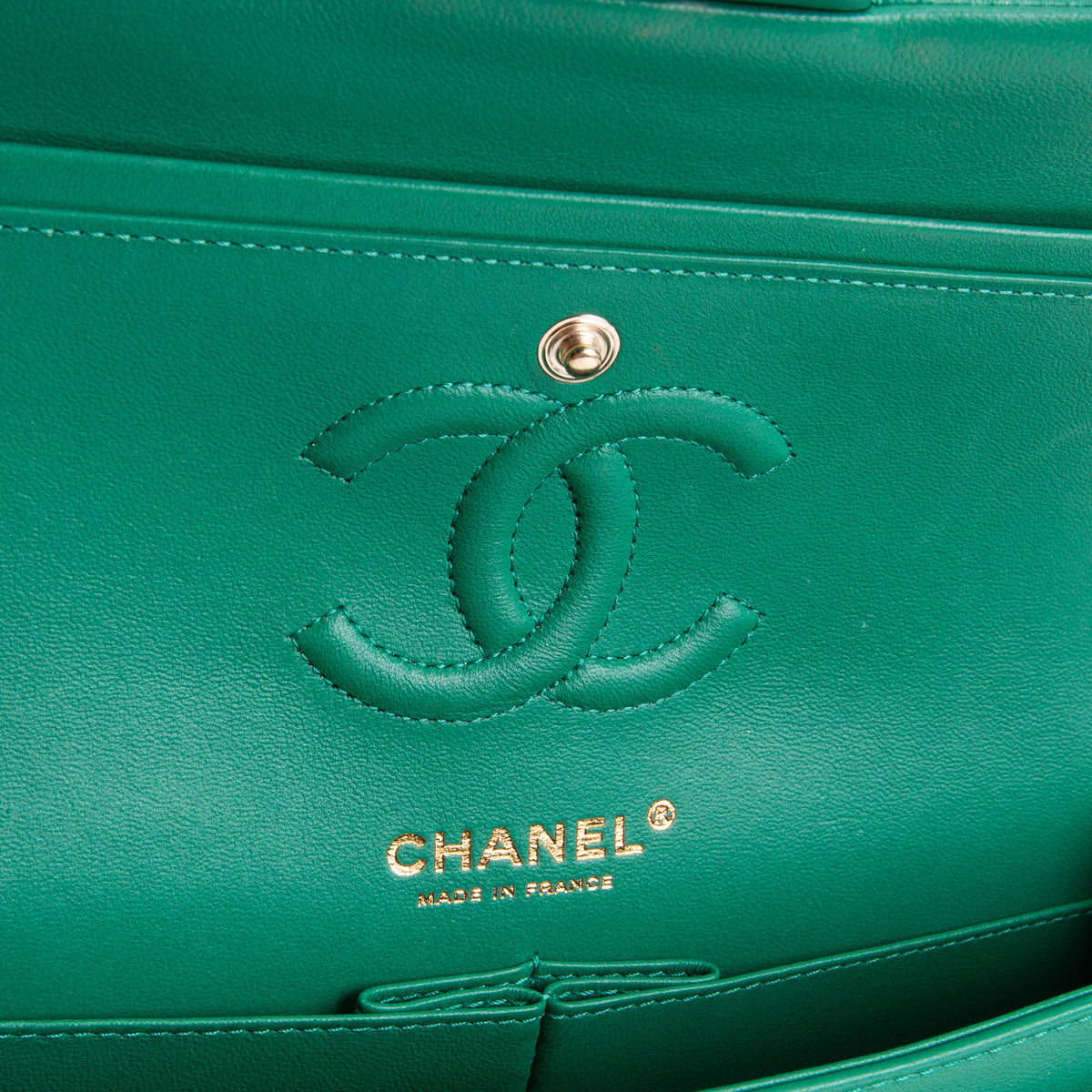 CHANEL Classic Small Lambskin Double Flap - Green