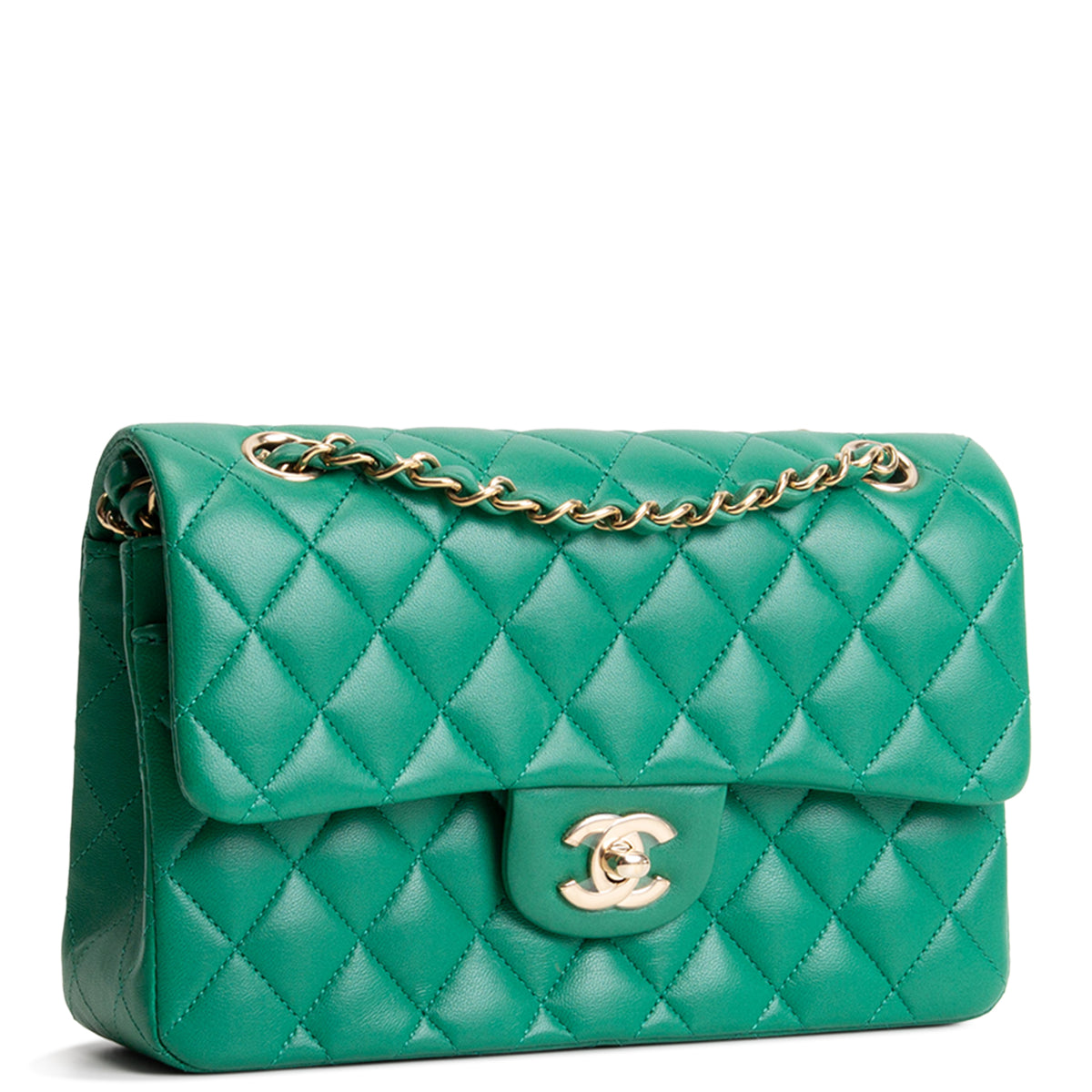 CHANEL Classic Small Lambskin Double Flap - Green