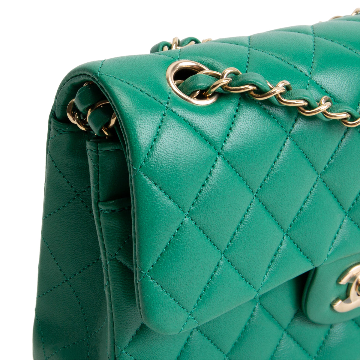 CHANEL Classic Small Lambskin Double Flap - Green