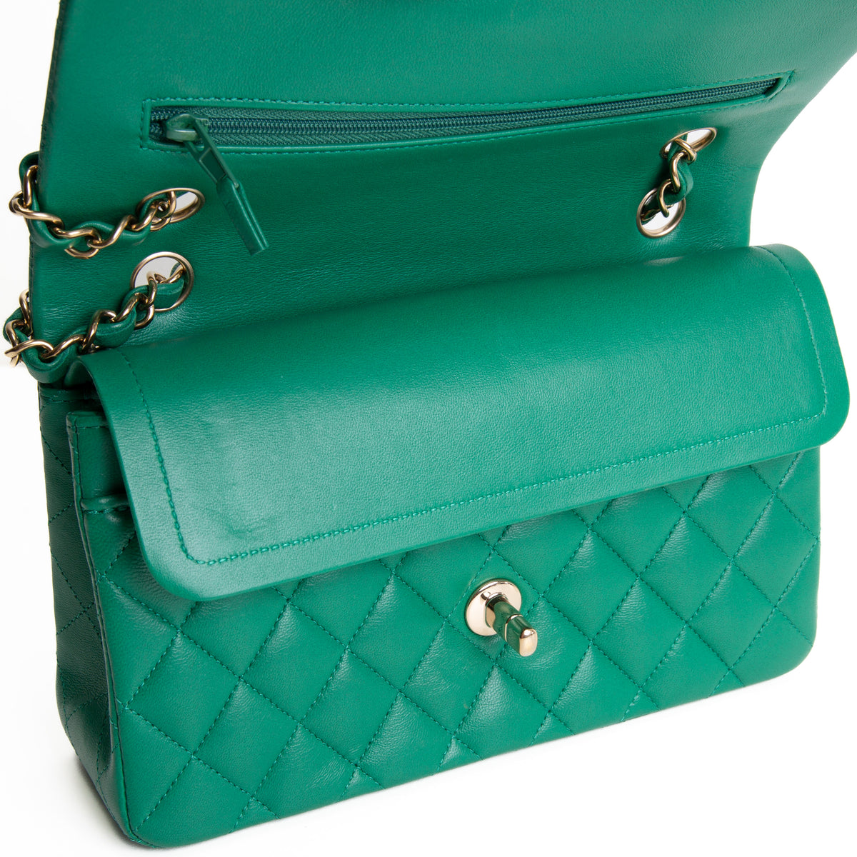CHANEL Classic Small Lambskin Double Flap - Green