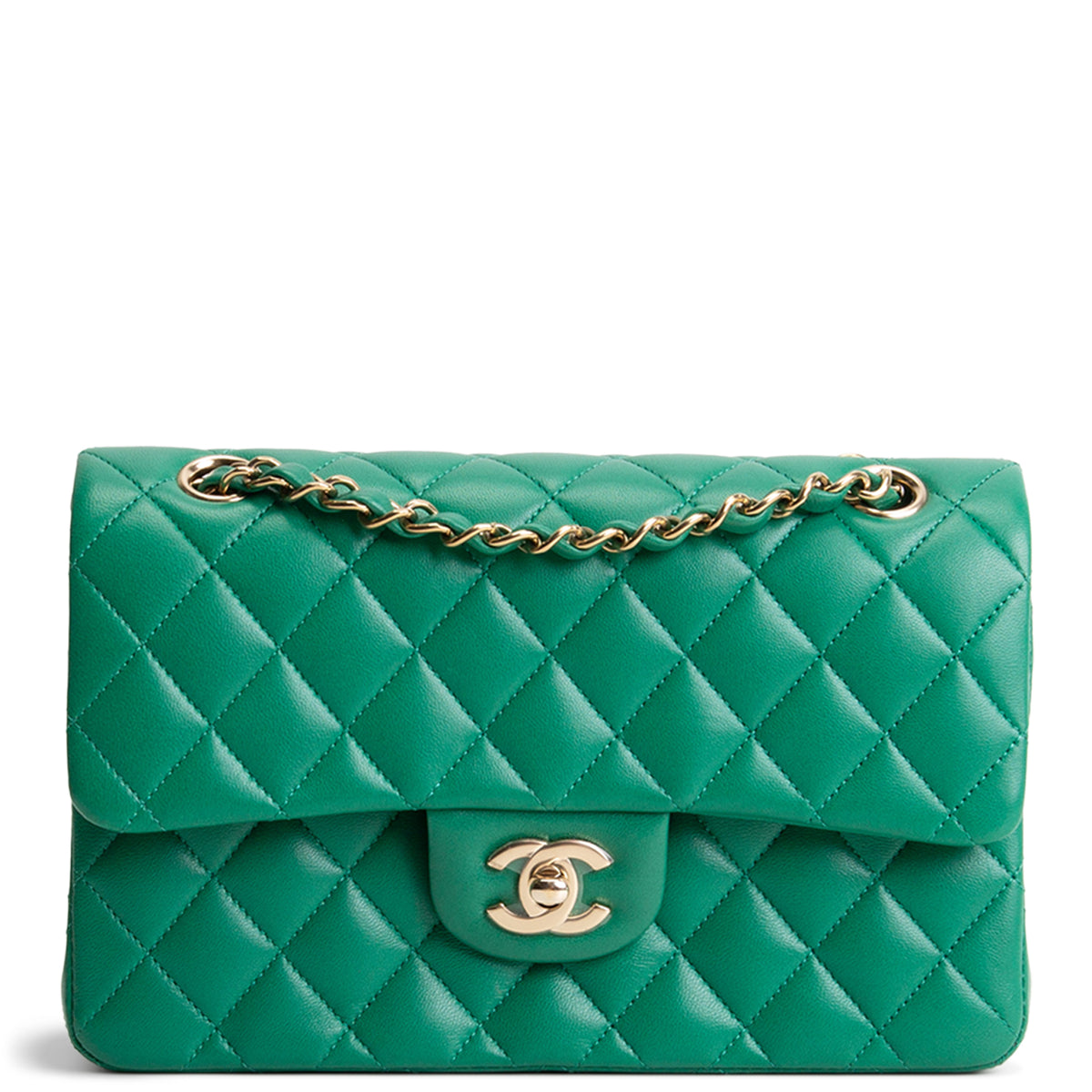 CHANEL Classic Small Lambskin Double Flap - Green