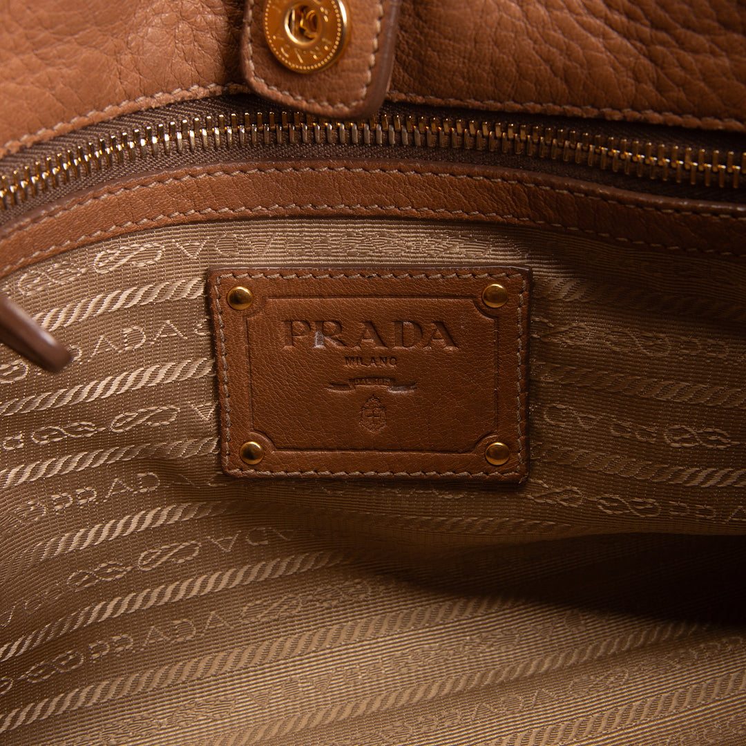 PRADA Vitello Daino Leather Hobo