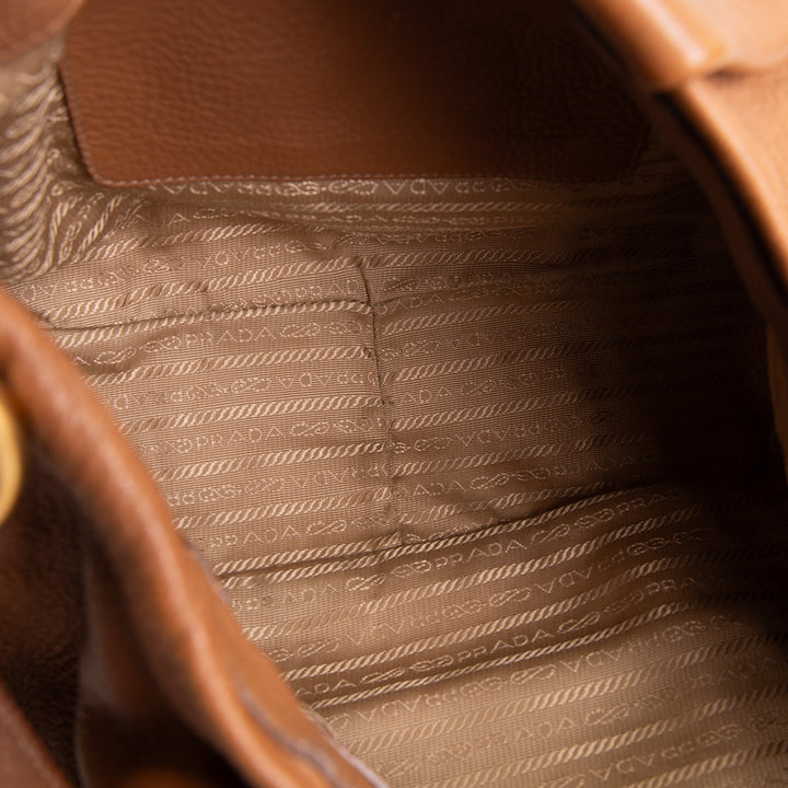 PRADA Vitello Daino Leather Hobo
