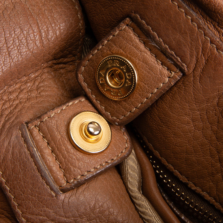 PRADA Vitello Daino Leather Hobo