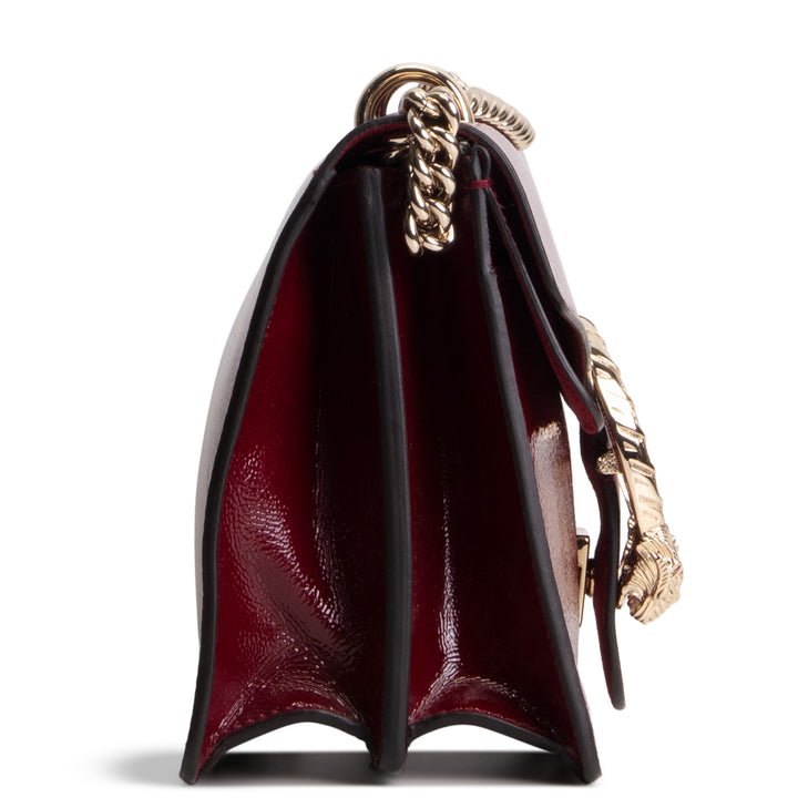 GUCCI Crinkle Patent Leather Dionysus Shoulder Bag - Burgundy