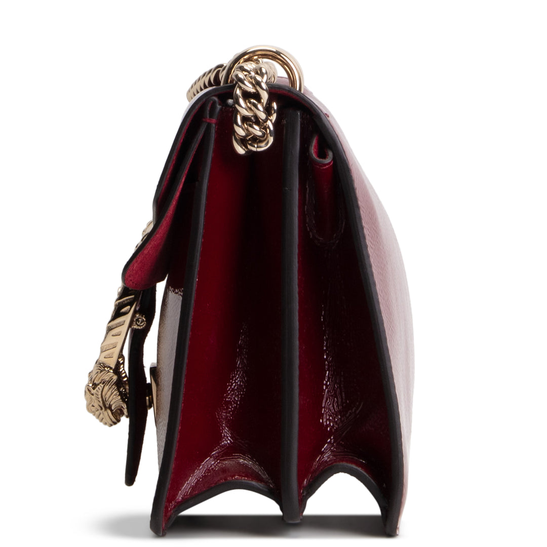 GUCCI Crinkle Patent Leather Dionysus Shoulder Bag - Burgundy