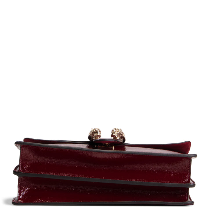 GUCCI Crinkle Patent Leather Dionysus Shoulder Bag - Burgundy
