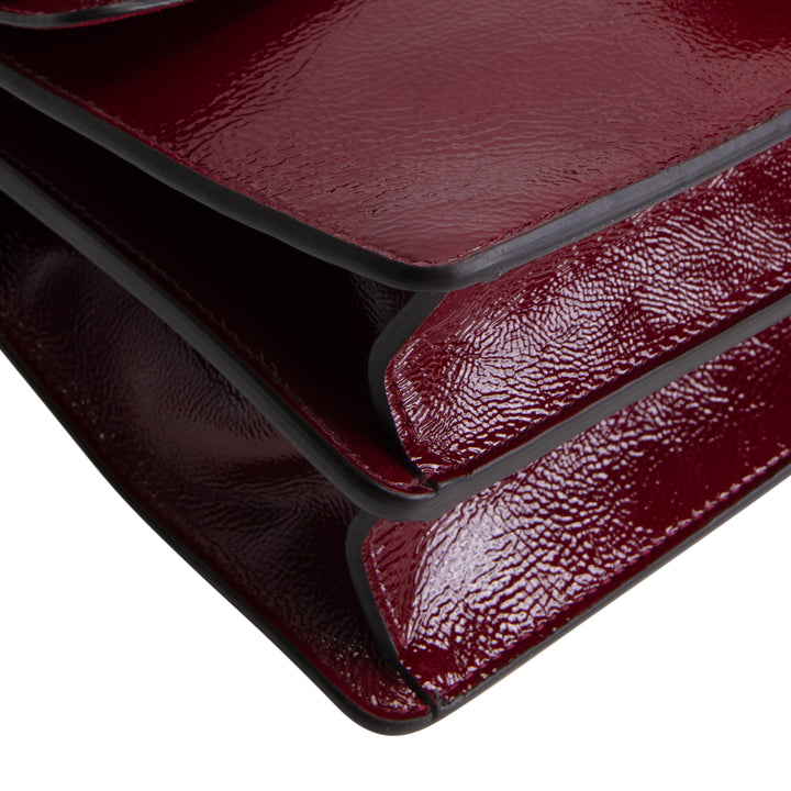 GUCCI Crinkle Patent Leather Dionysus Shoulder Bag - Burgundy